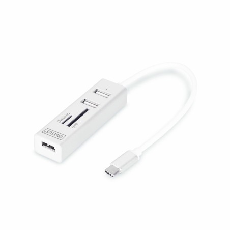 USB Hub Digitus DA-70243, USB-A 2.0 + Tip-C + čitalec kartic