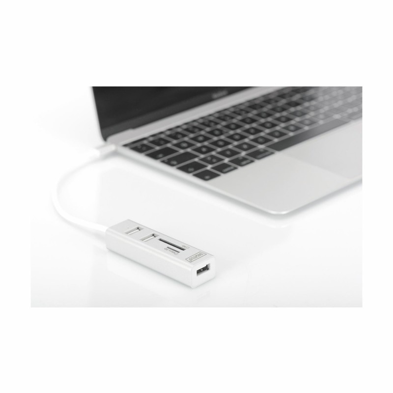 USB Hub Digitus DA-70243, USB-A 2.0 + Tip-C + čitalec kartic
