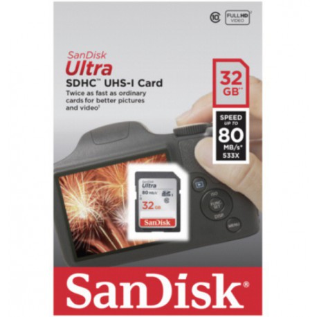Spominska kartica Ultra SDHC 32GB UHS-I 80MB/s Sandisk, SDSDUNC-032G-GN6IN