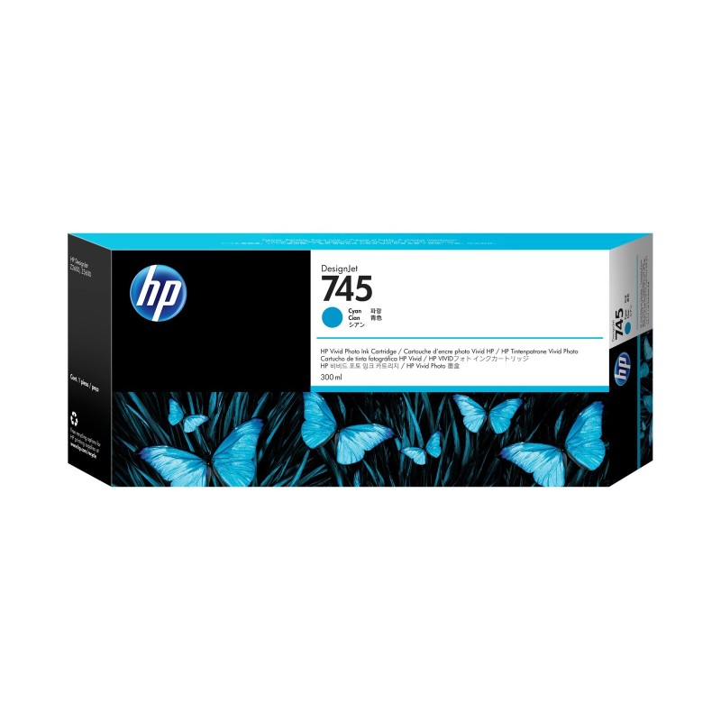 Črnilo HP 745 Ink Cartridge Cyan 300 ml