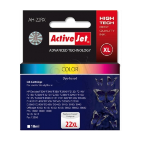 ActiveJet komplet barvnih črnil HP C9352A 22XL, AH-22RX