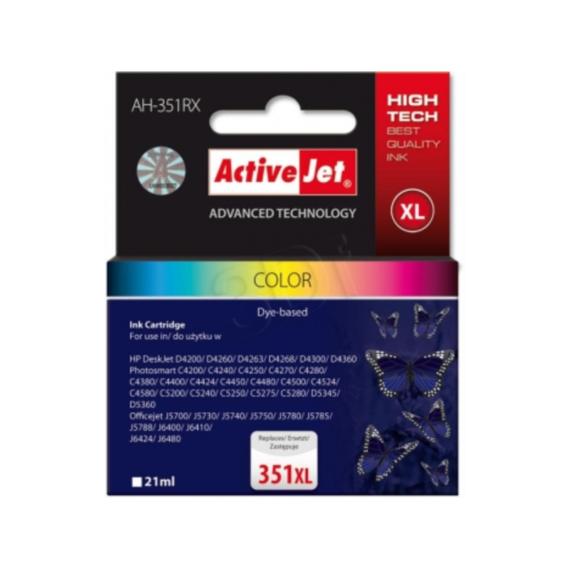 ActiveJet komplet barvnih črnil HP CB338 351XL, AH-351RX