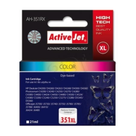 ActiveJet komplet barvnih črnil HP CB338 351XL, AH-351RX