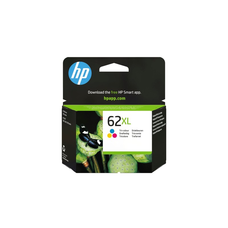 Črnilo HP 62XL High Yield, cian, škrlatna, rumena
