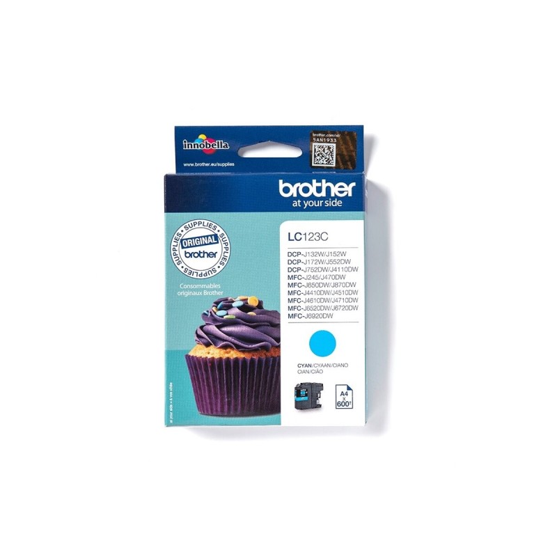 Črnilo za Brother LC123C 600 strani, cyan