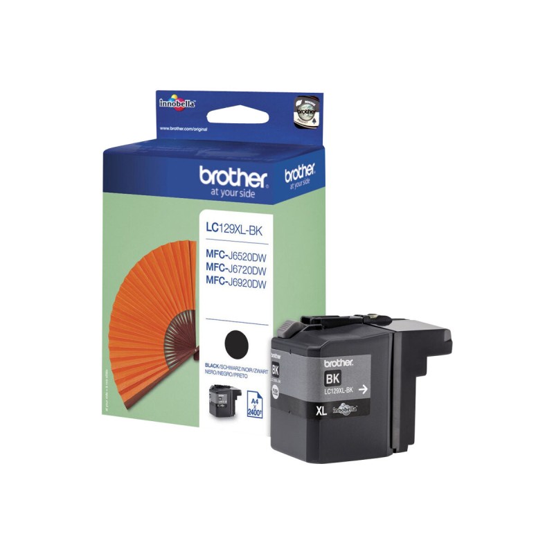 Črnilo za Brother LC129XLBK za 2400 strani, črna