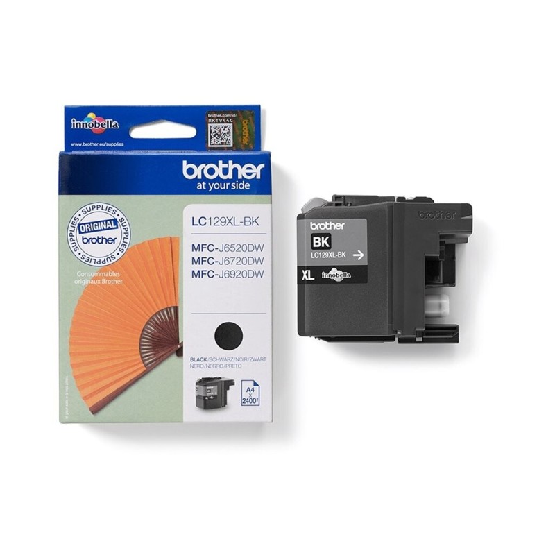 Črnilo za Brother LC129XLBK za 2400 strani, črna
