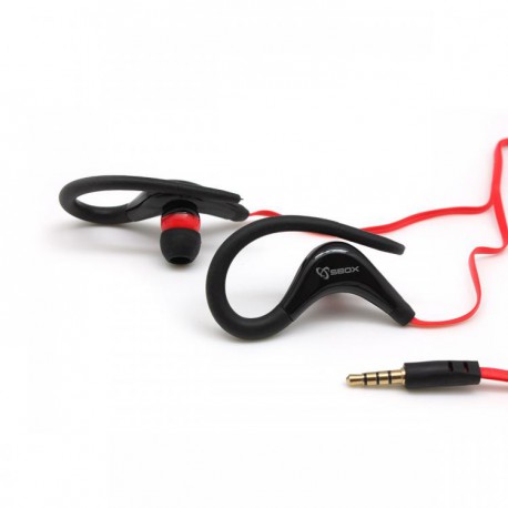 Slušalke ušesne stereo z mikrofonom EP-338B črne Sport SBOX