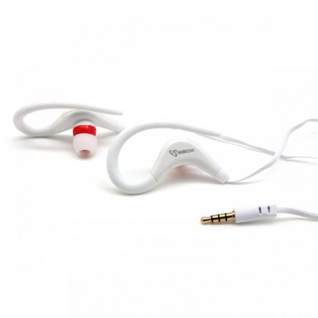 Slušalke ušesne stereo z mikrofonom EP-338W bele Sport SBOX