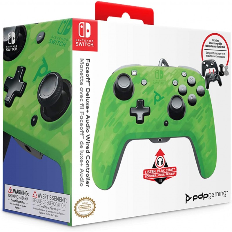 Kontroler PDP Deluxe Faceoff, Switch, kamuflažno zelen