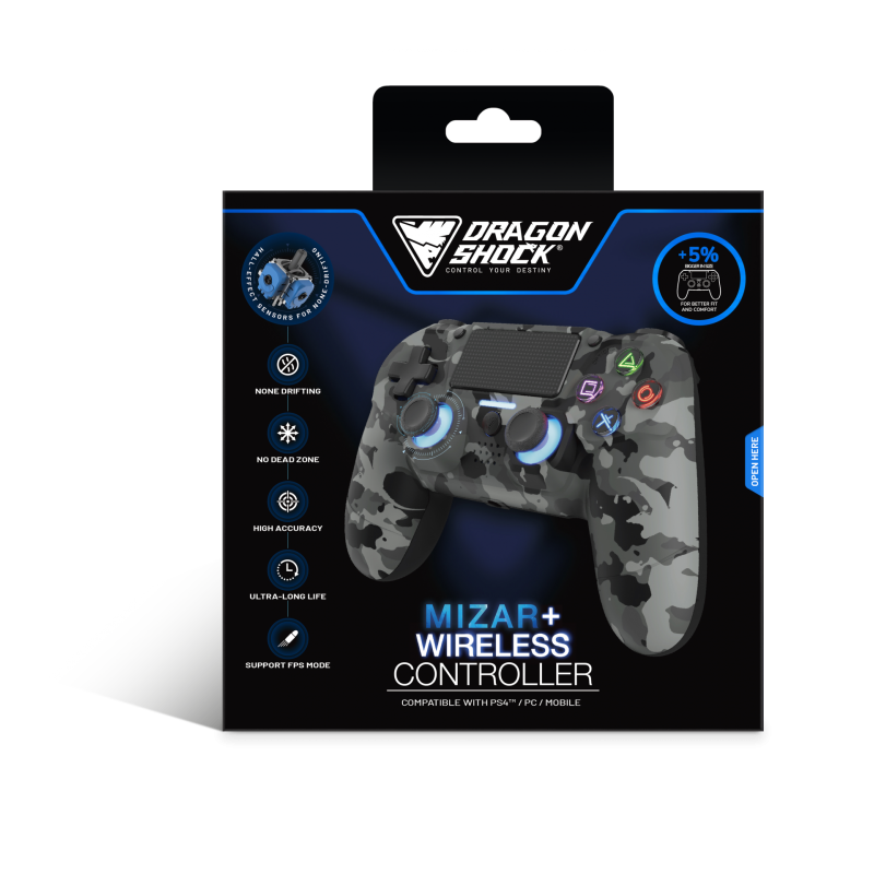 Kontroler DRAGONSHOCK MIZAR+, PS4/PC/Mobile, siv camo