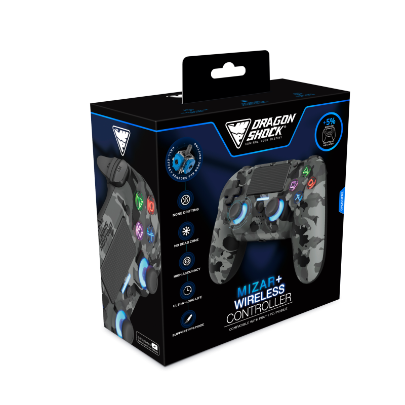 Kontroler DRAGONSHOCK MIZAR+, PS4/PC/Mobile, siv camo