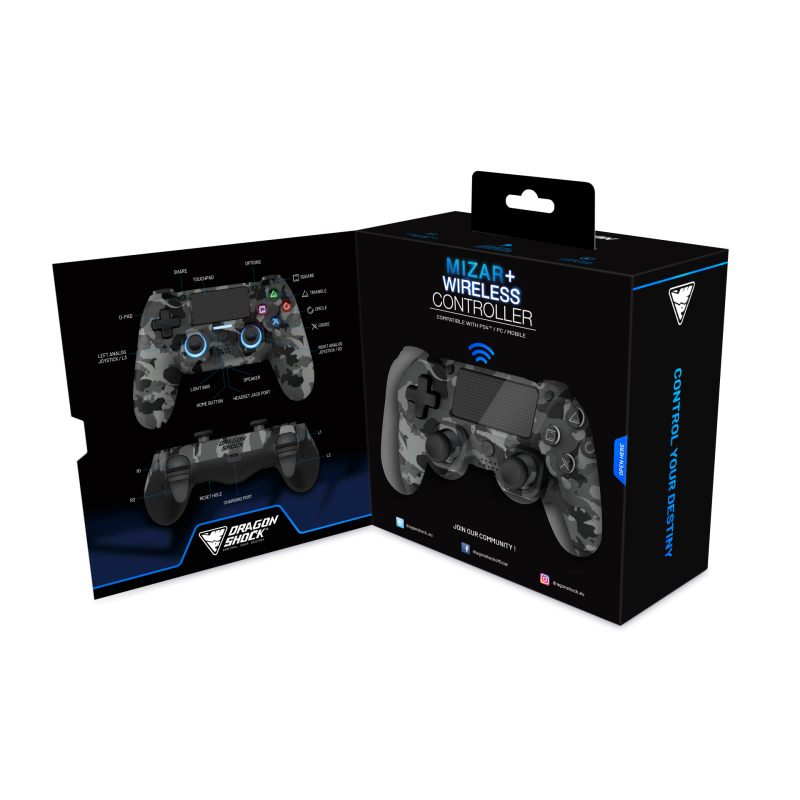 Kontroler DRAGONSHOCK MIZAR+, PS4/PC/Mobile, siv camo