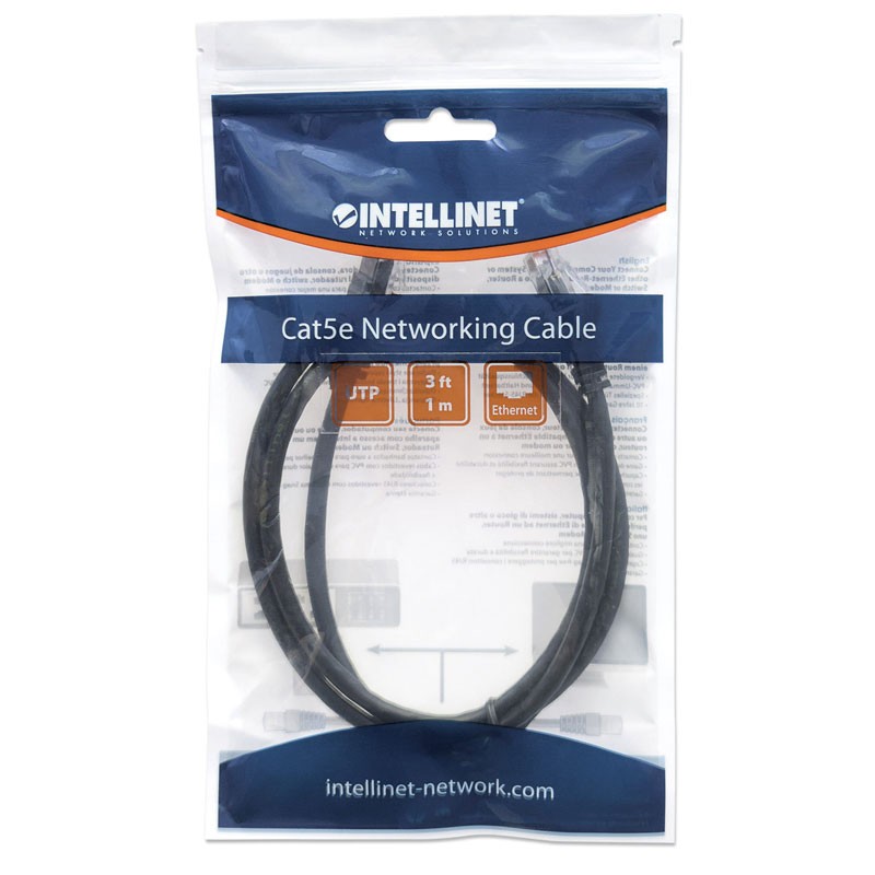Mrežni kabel INTELLINET UTP CAT5e 1m črn