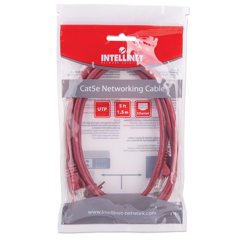 Mrežni kabel INTELLINET UTP CAT5e 1,5m rdeč