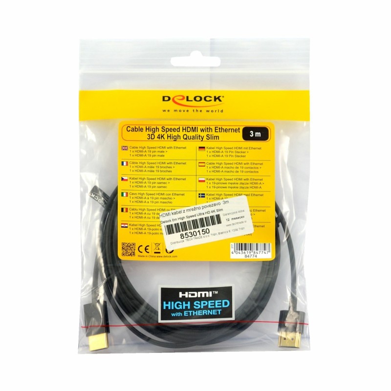 HDMI kabel z mrežno povezavo 3m Delock 84774