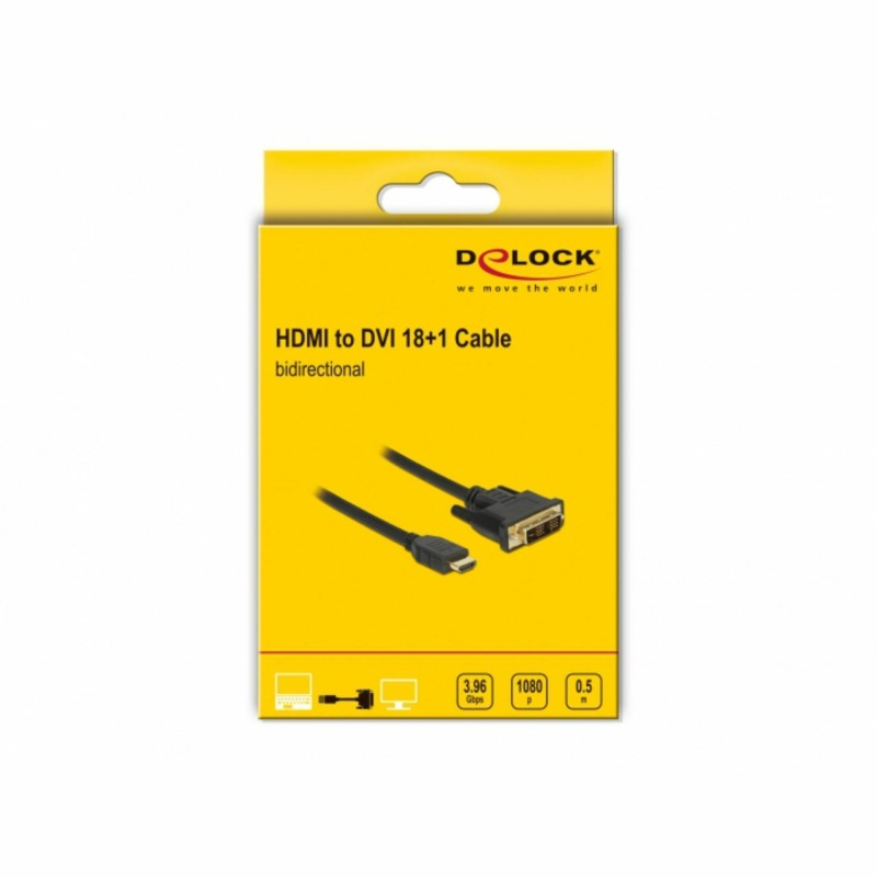 HDMI-DVI-D 18+1 kabel 0,5m Delock