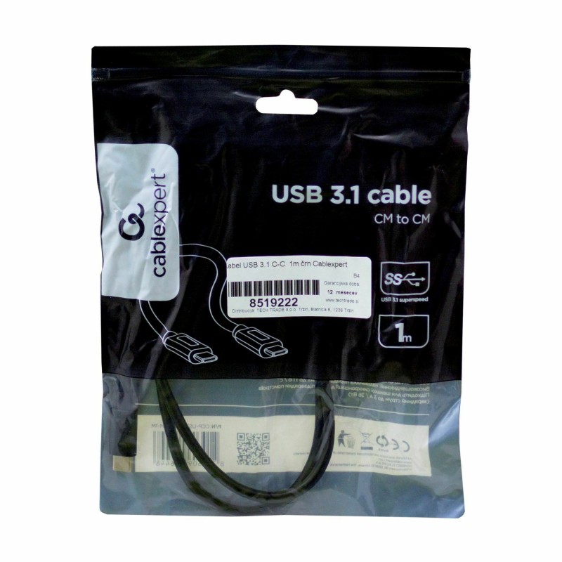 Kabel USB 3.1 C-C 1m črn Cablexpert