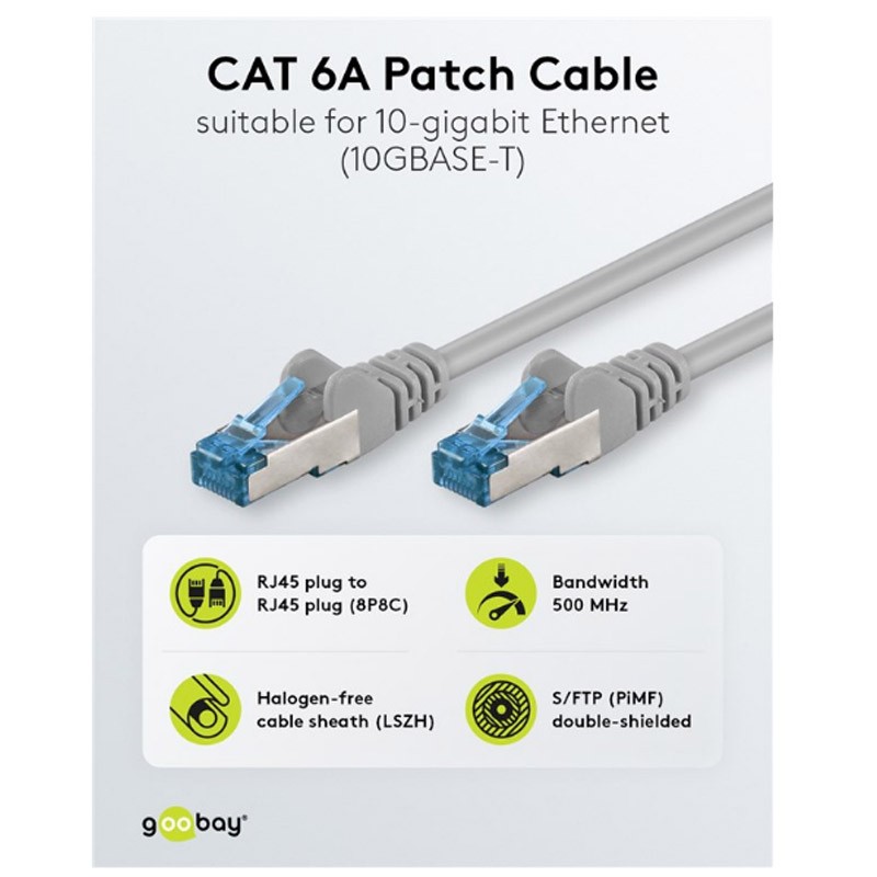 Mrežni kabel GOOBAY SFTP Cat6a 1m siv