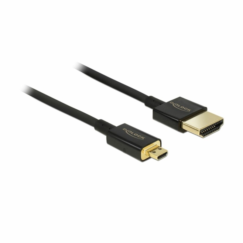HDMI-HDMI-D Mikro kabel z mrežno pove. 1,5m Delock črn 3D 4K slim