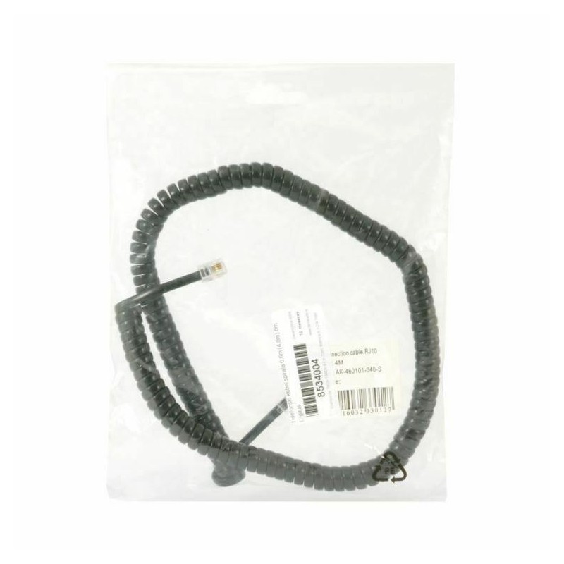 Telefonski kabel spirala 0.6m (4.0m) črn Digitus