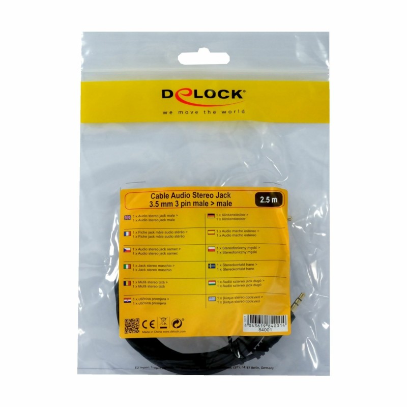 Kabel AVDIO 3.5M-3.5M 2,5m Delock