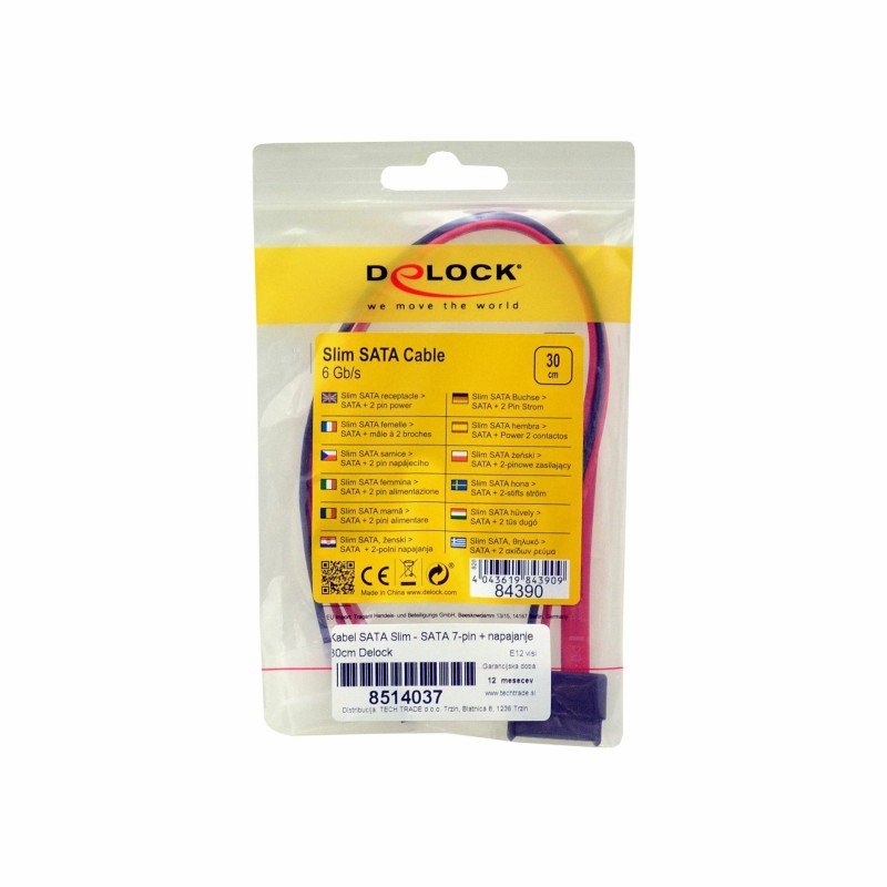 Kabel SATA Slim - SATA 7-pin + napajanje 30cm Delock 8514037