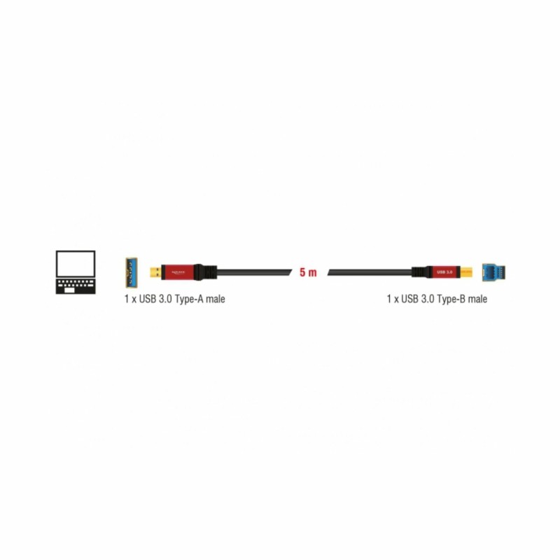 Kabel USB 3.0 A-B 5m Premium Delock