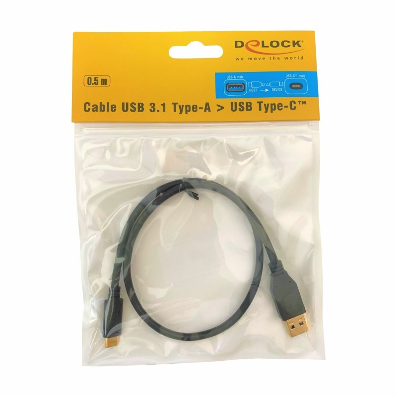 Kabel USB 3.1 A-C  0,5m črn Delock 8519103
