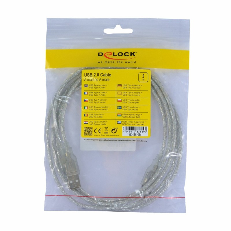 Kabel USB A-A  2m Delock dvojno oklopljen transparent 8519189