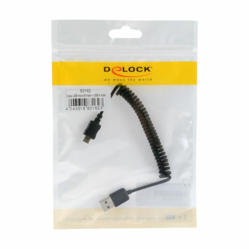 Kabel USB A-B mikro spirala do 0,6m Delock 8536022