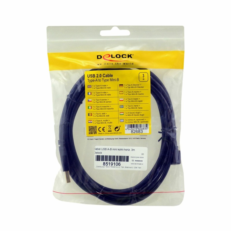 Kabel USB A-B mini kotni-horiz. 3m Delock 8519106