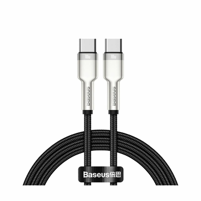 Kabel USB C-C 1m 100W 20V5A Cafule Metal črn pleten Baseus 8519238