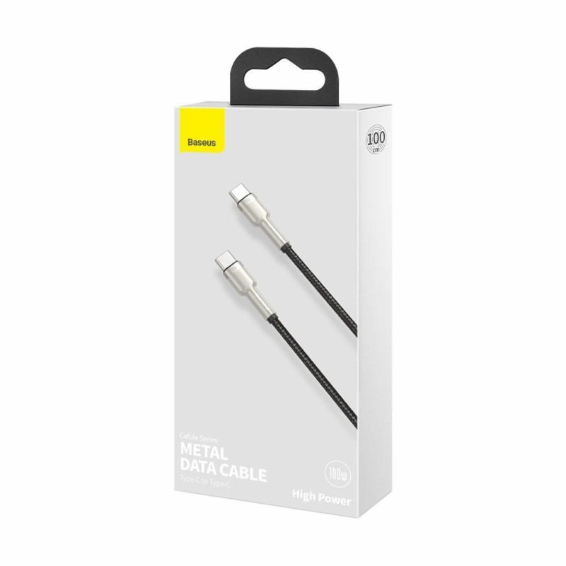 Kabel USB C-C 1m 100W 20V5A Cafule Metal črn pleten Baseus 8519238