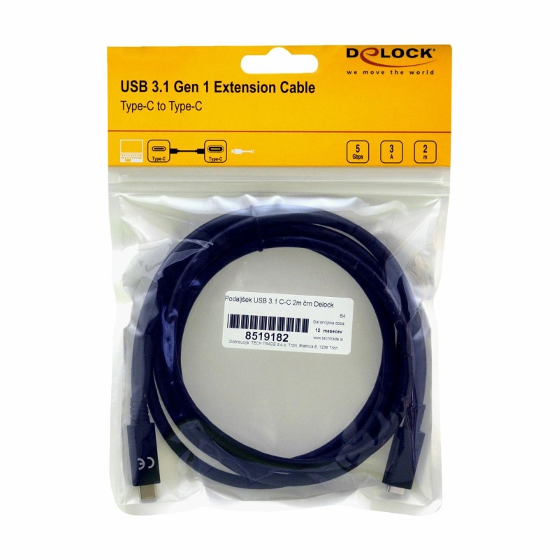 Podaljšek USB 3.1 C-C 2m črn Delock 8519182
