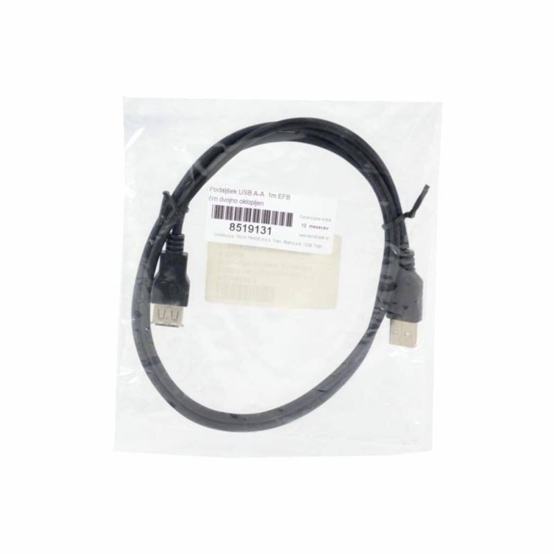 Podaljšek USB A-A  1m EFB črn dvojno oklopljen 8519131