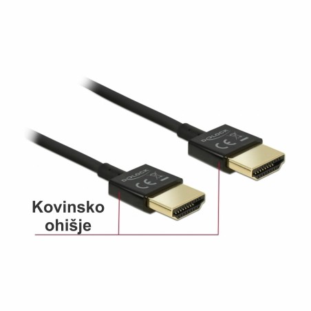 HDMI kabel z mrežno povezavo 0,25m Delock črn High Speed 3D 4K slim