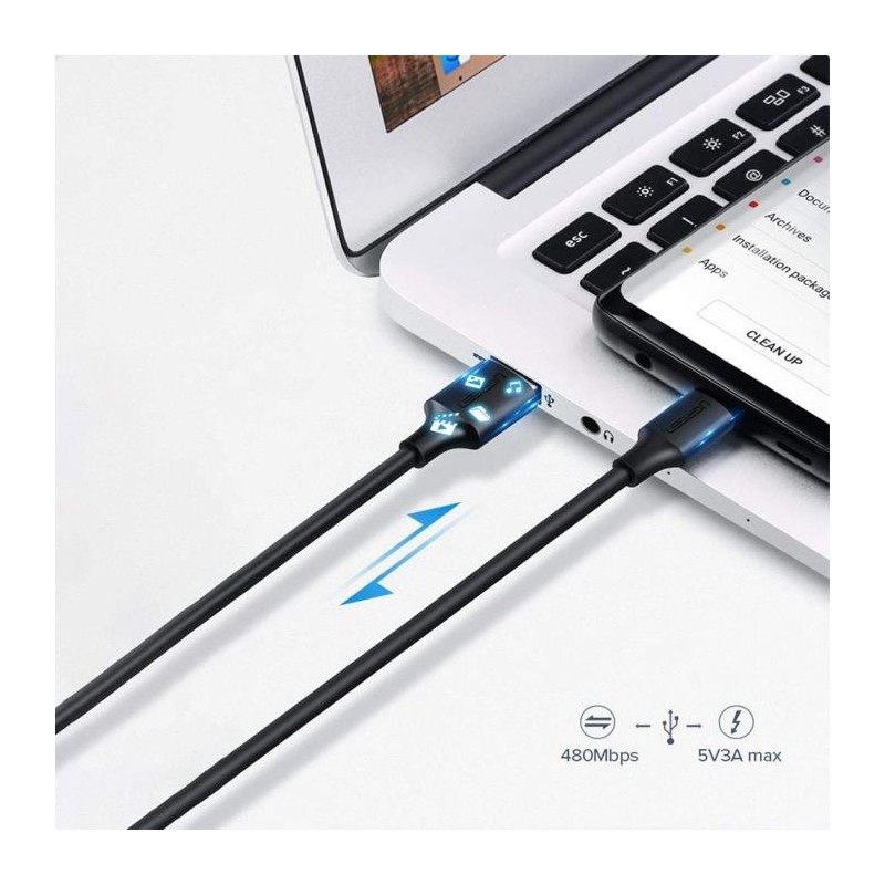UGREEN USB A 2.0 na USB-C kabel 2m (črn)