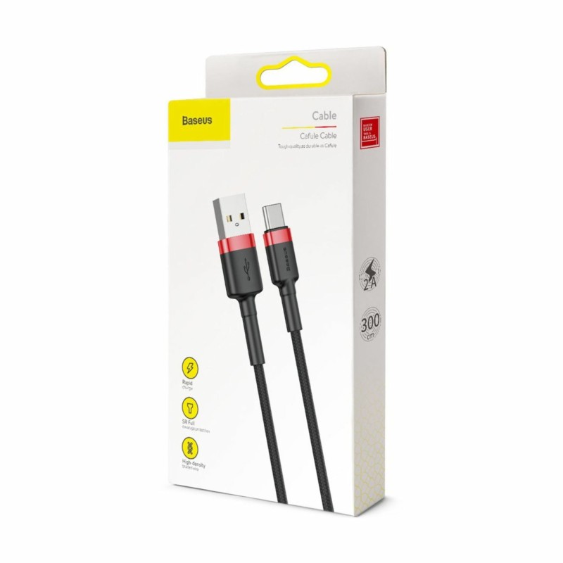 Kabel USB A-C 3m 2A Cafule rdeč+črn Baseus 8519260