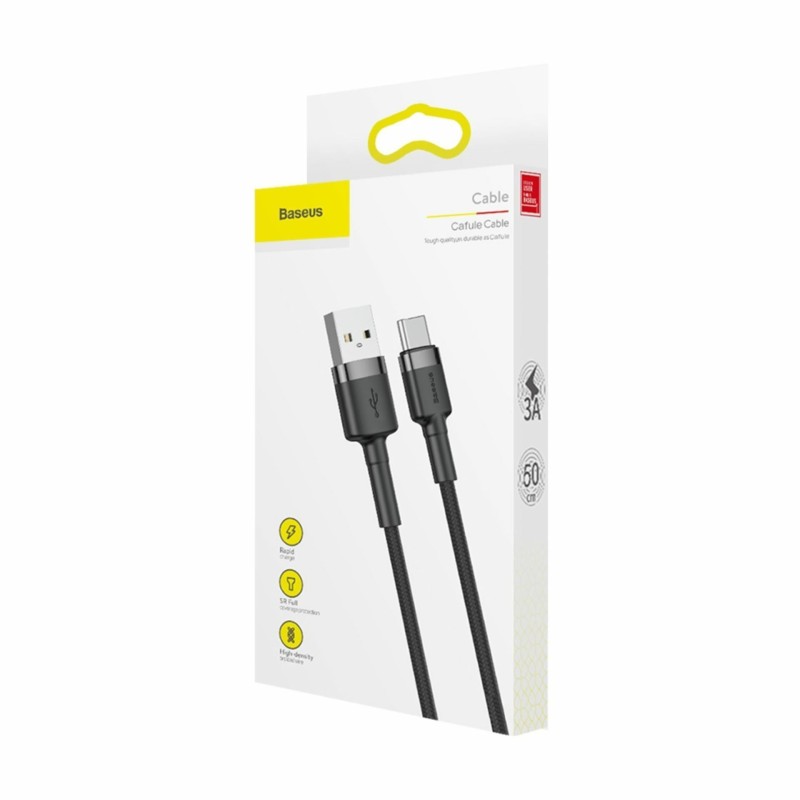 Kabel USB A-C 0,5m 3A Cafule siv+črn Baseus 8519267