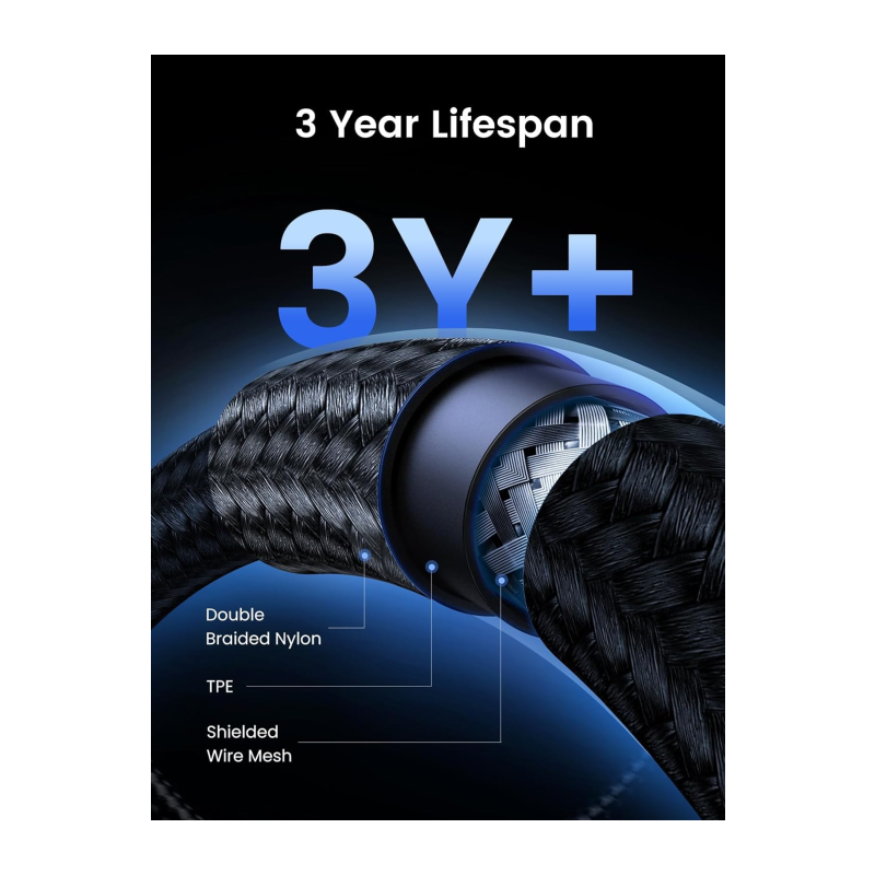 Kabel UGREEN UGRTI-80150 USB-C 3.1 M/M Gen2, 100W, 1m, črn