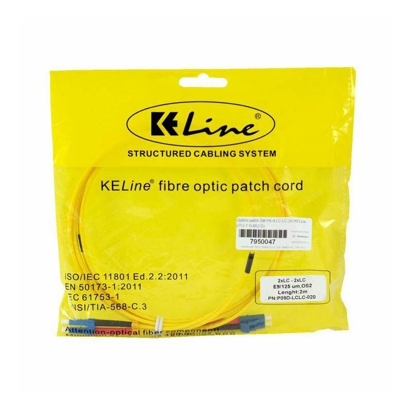 Optični patch SM PK-9 LC-LC 2m KELine (ITU-T G.652.D)