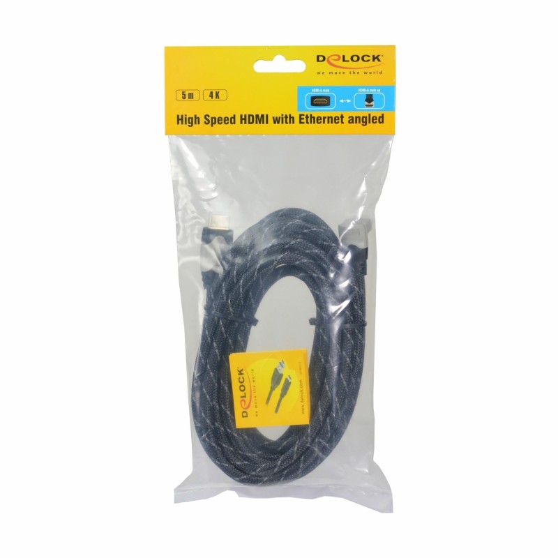 HDMI kabel z mrežno povezavo kotni 5m 4K siv Delock 8530167
