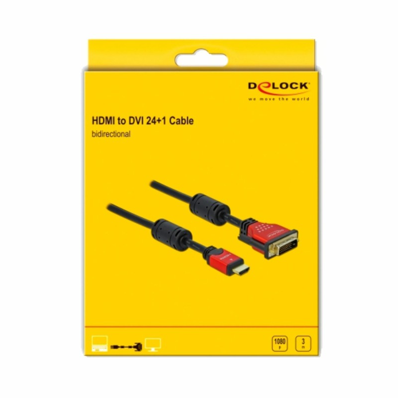 HDMI-DVI-D 18+1 kabel  3m Delock