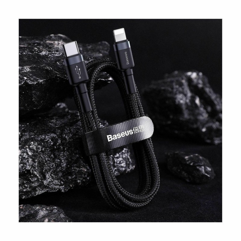 Kabel Apple USB C/Lightning 1m PD 20W Cafule siv+črn pleten Baseus 8556038