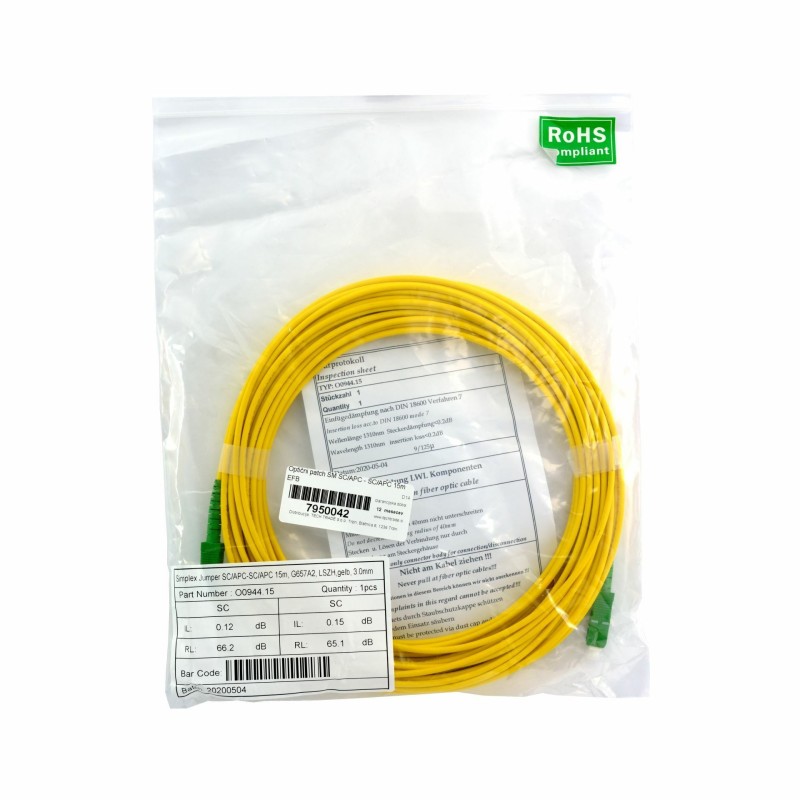 Optični patch SM SC/APC - SC/APC 15m EFB 7950042