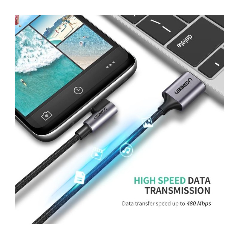 Ugreen USB A 2.0 na USB-C kotni kabel 1m