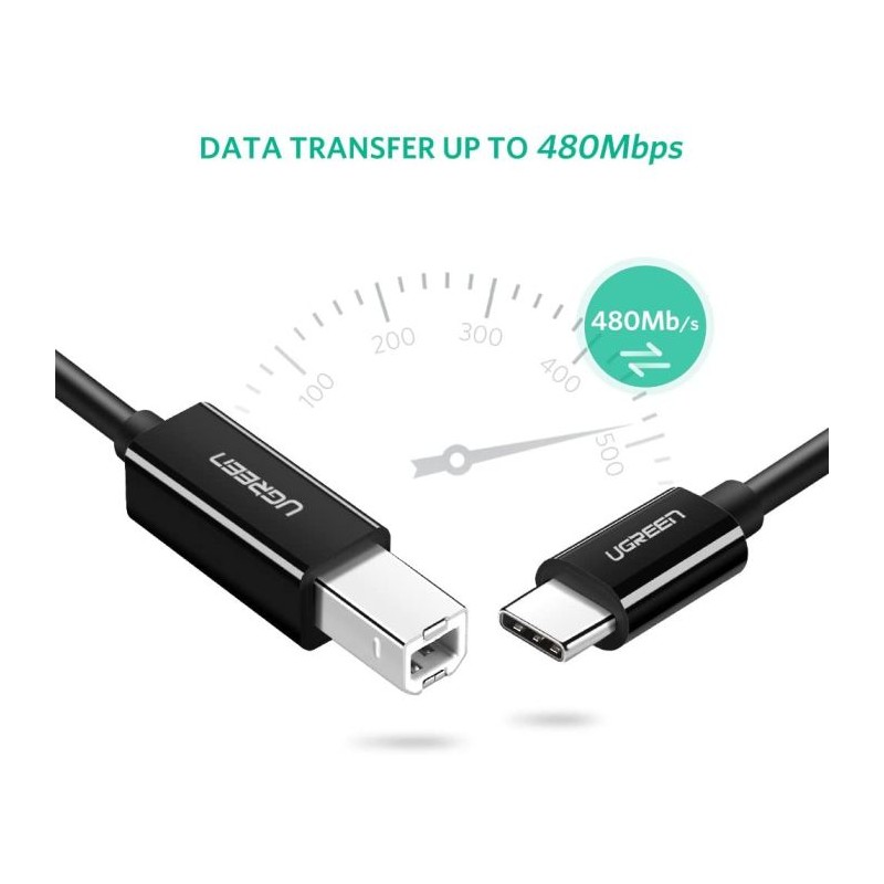 Heated USB-C (M) 2.0 to USB-B (M) 2m printer cable