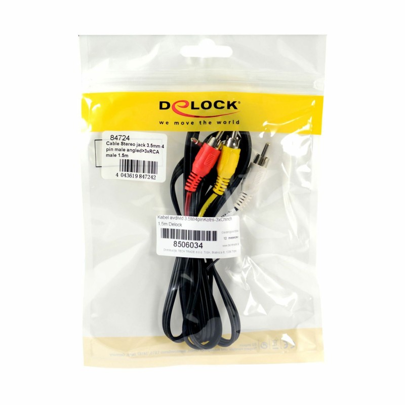 Delock kabel avd/vid 3.5M/4pinKotni-3x Chinch 1,5m 84724