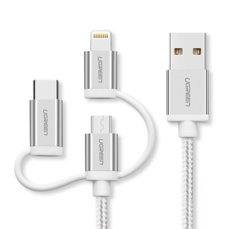 Kabel Ugreen USB 2.0 na Micro USB+Lightning+Type C (3 v 1) 1.5m